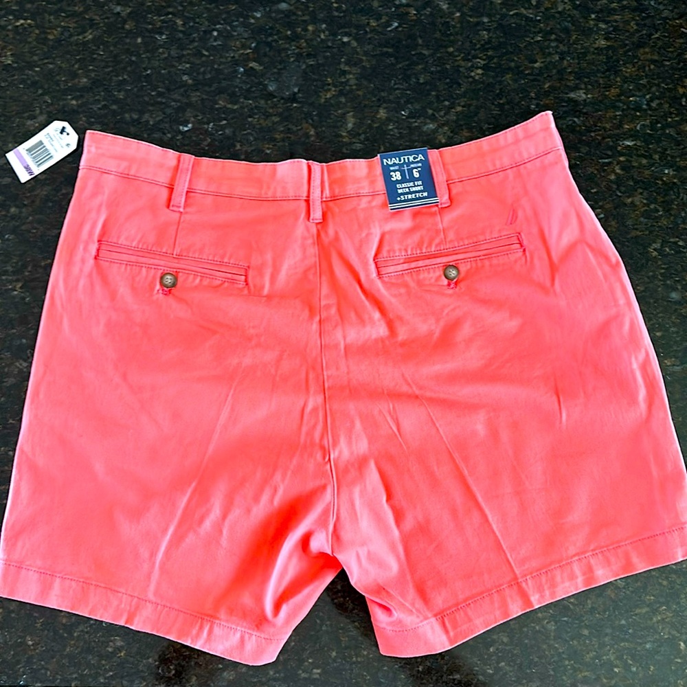 Nautica Classic Fit Deck Short + Stretch 38 Waist 6” Inseam Color Sugar coral